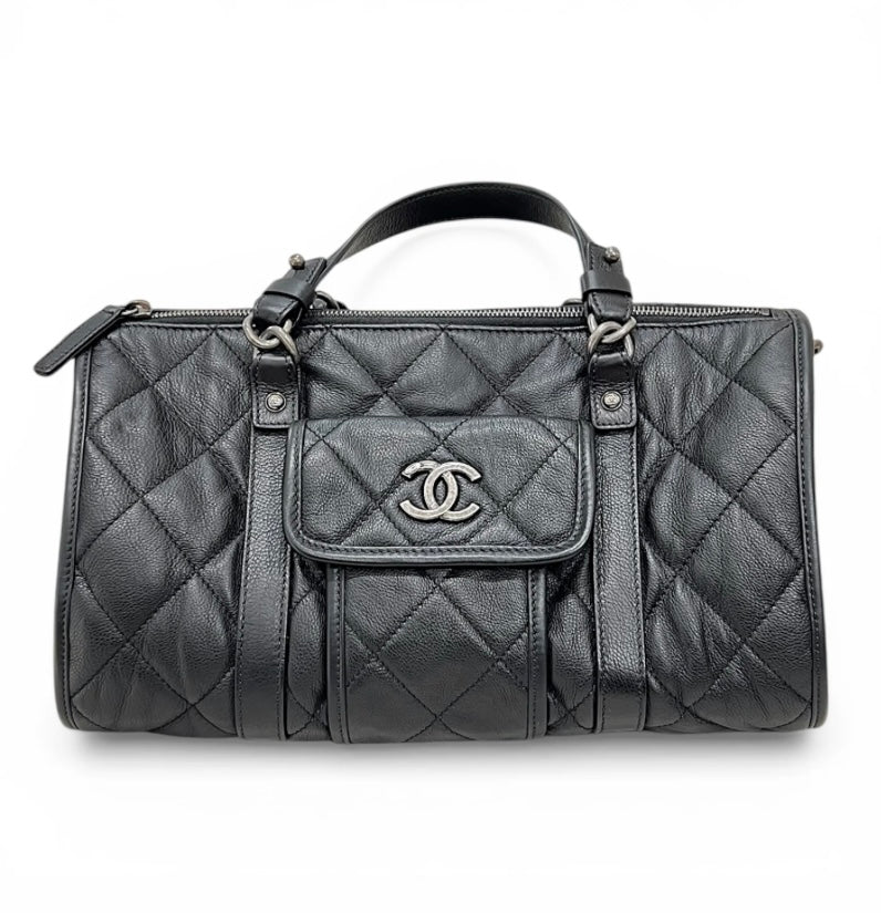 Chanel Black Riviera Bowling Bag in Calfskin