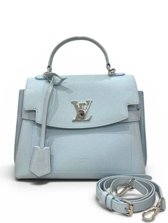 LV Blue Top Handle Lock Me Bag with Strap