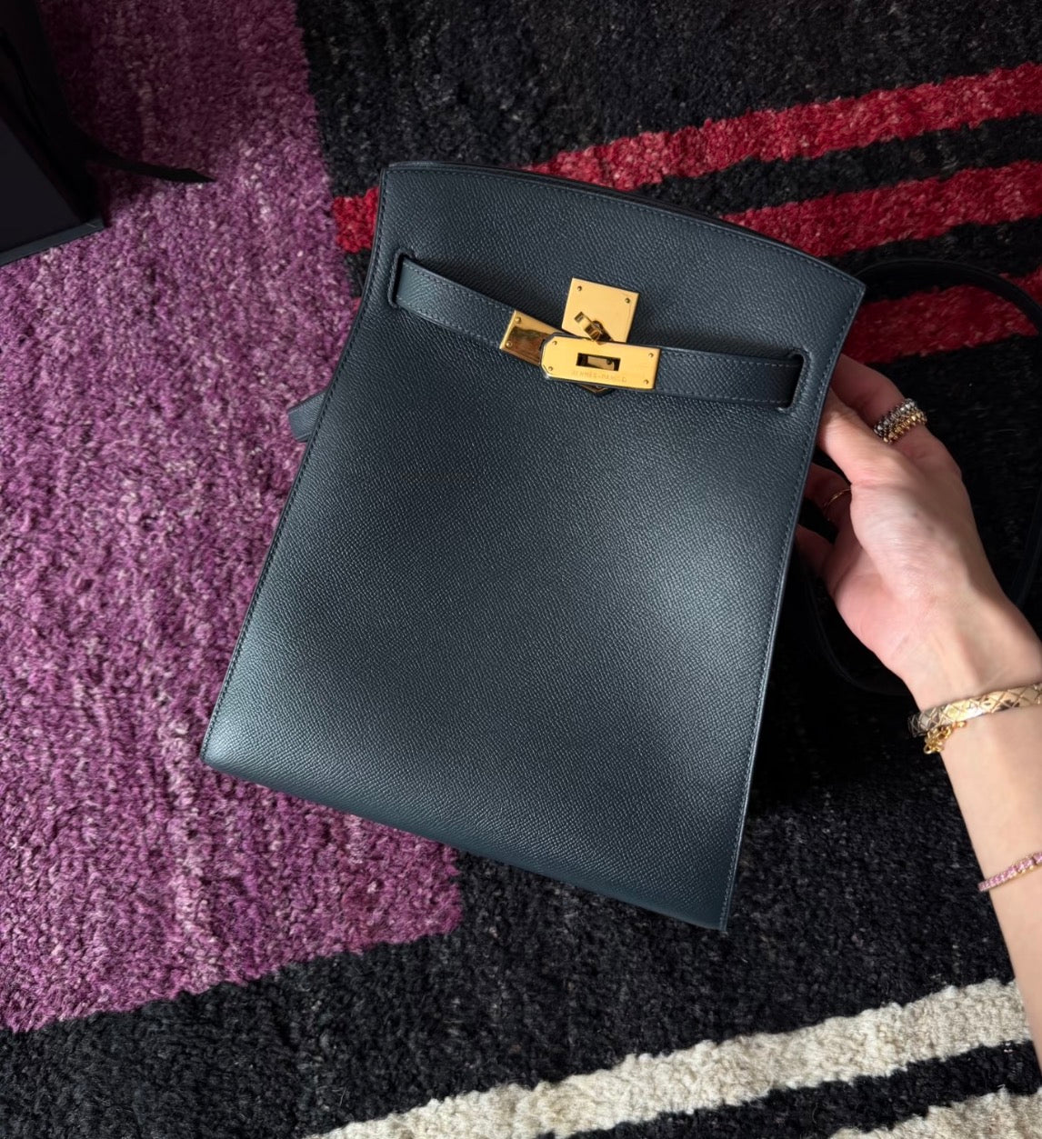 HERMES KELLY SPORT MM BLUE INDIGO GHW AVCB1064