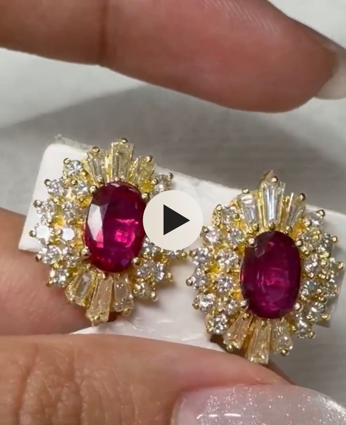 Vintage 1.35ct/1.09ct Ruby (Burma) with D1.19ct Earrings in K18 8.5g / JC6587 JJC1160