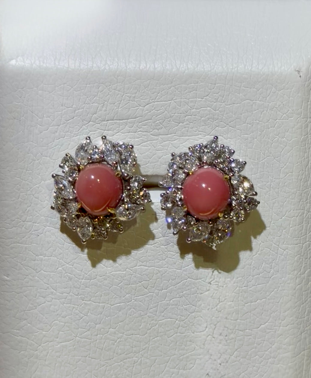 Conch Pearl Diamond Cluster Halo Studs CP4.75ct D2.00ct in 18K 5.27ct JJC9008