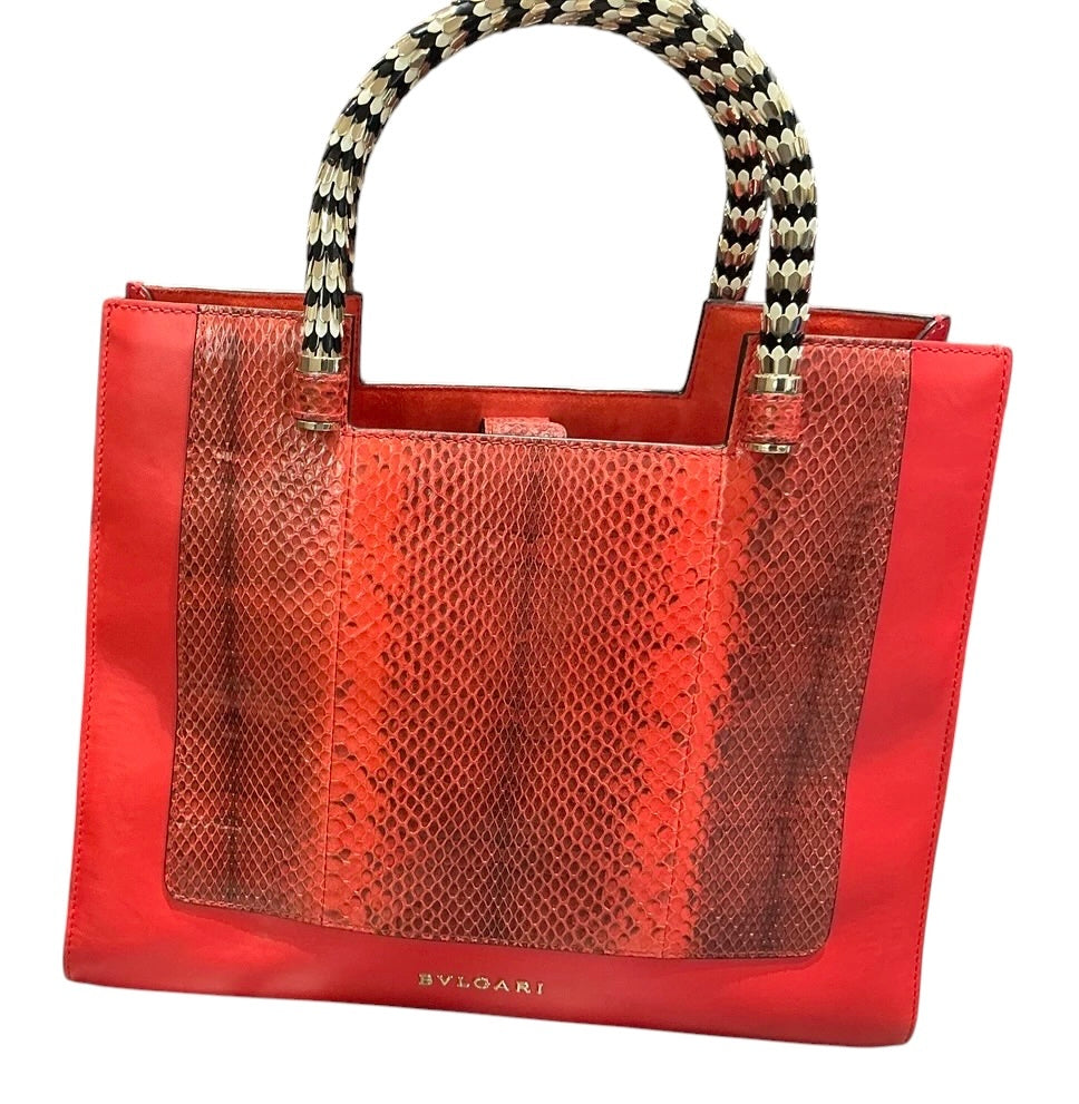 Bvlgari Serpenti Red Scaglie Tote Handle Bag