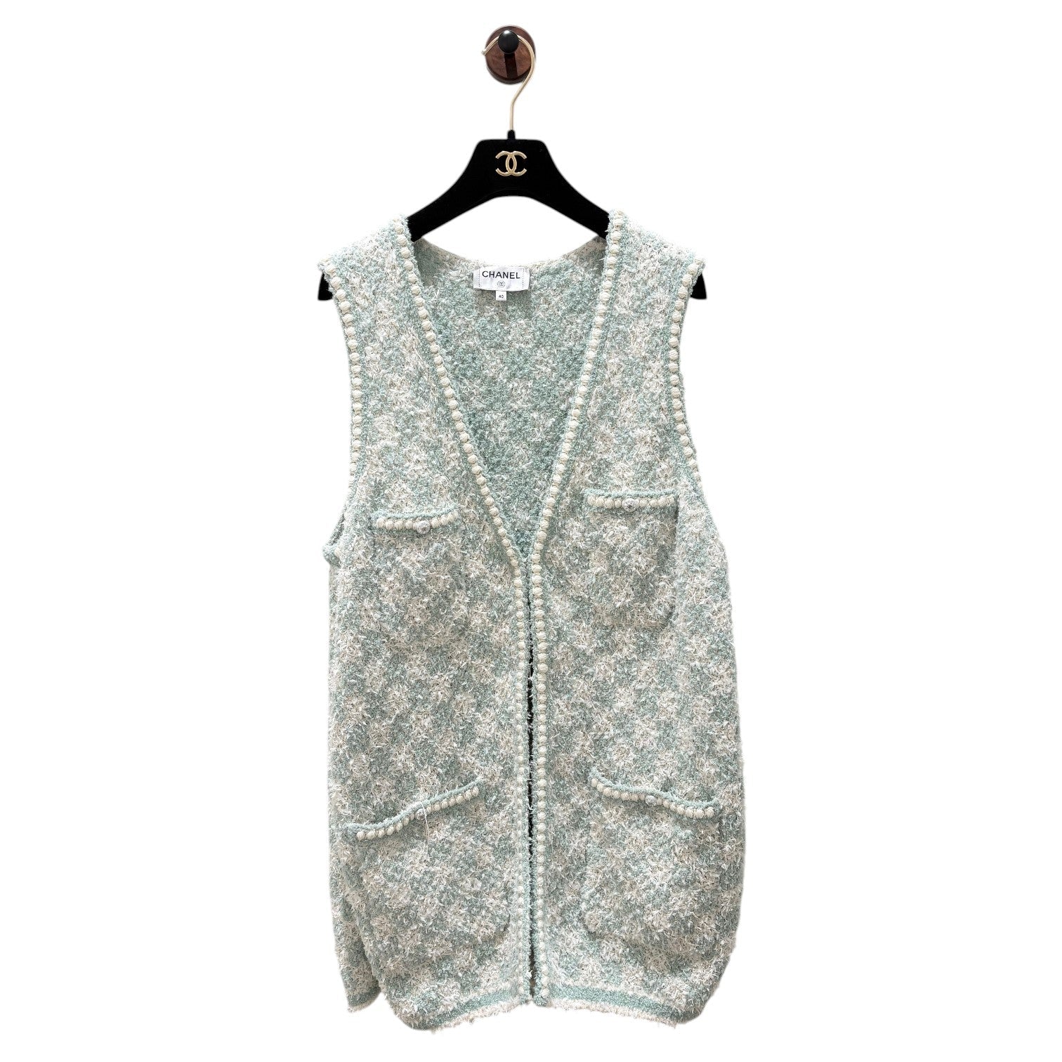 Chanel Light Blue Ecru Vest 23S - in size 40