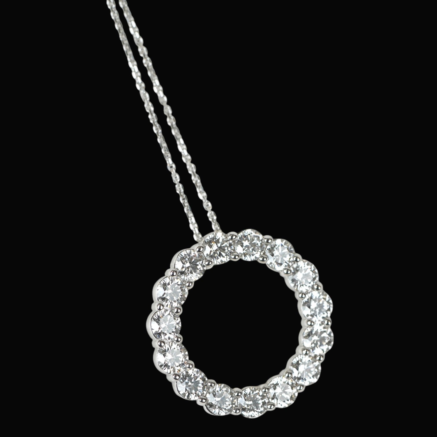 2.46ct Natural White Diamond Necklace set in 18K White Gold