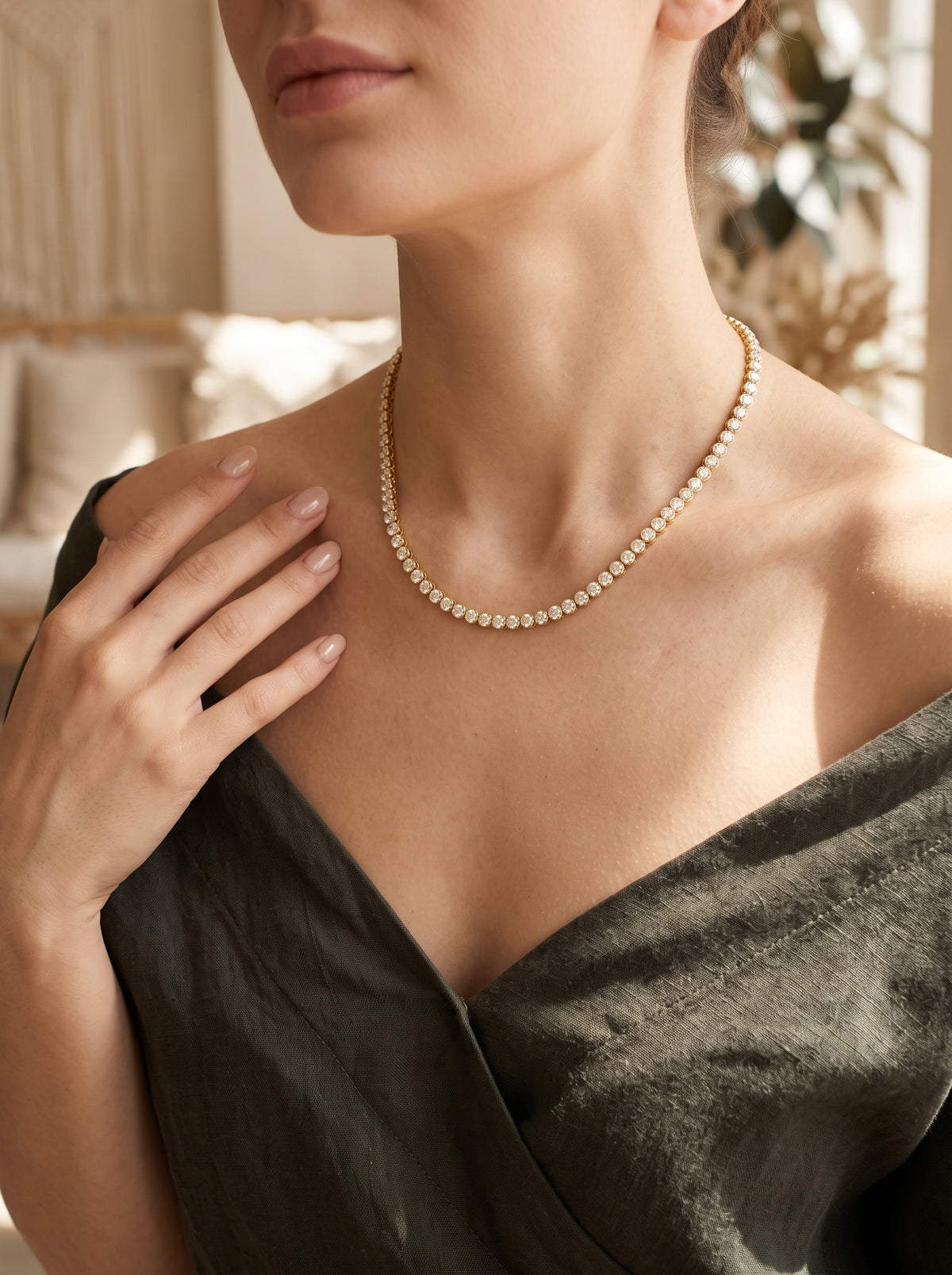 18K Tennis Necklace SETTING ONLY SABSET094