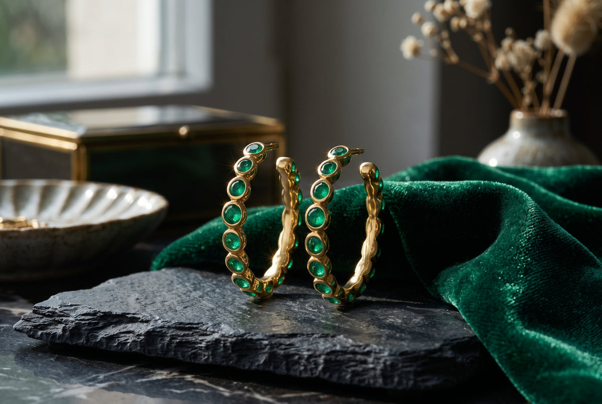 18K Bubble Hoop Earrings SETTING ONLY SABSET086