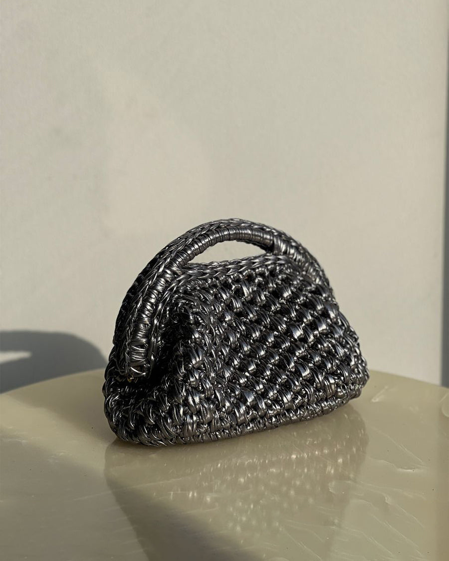 Grand Galactica Metallic Rope Damien Grey Basket Bag