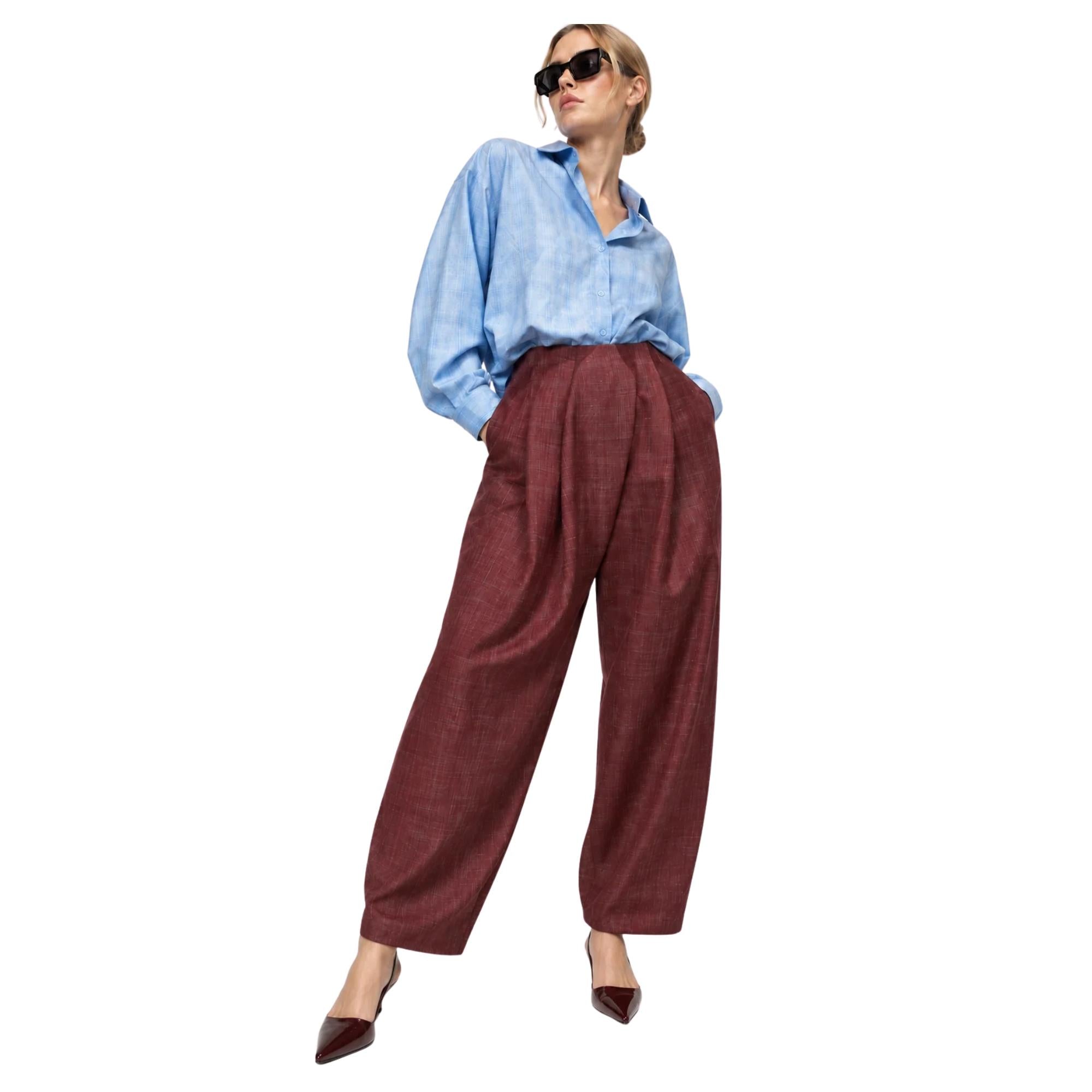 HERITAGE CHECK PLEATED TROUSERS بنطلون“ONEGIN”