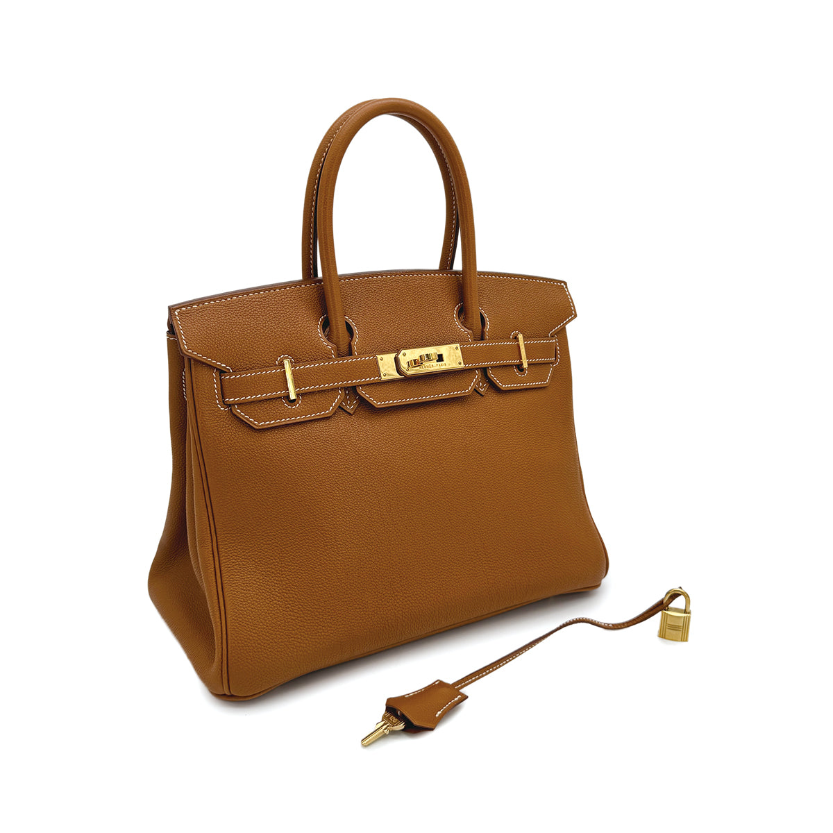 HERMES BIRKIN 30 GOLD TOGO HAND BAG 2002 SQUARE F GOLD HARDWARE 90314361