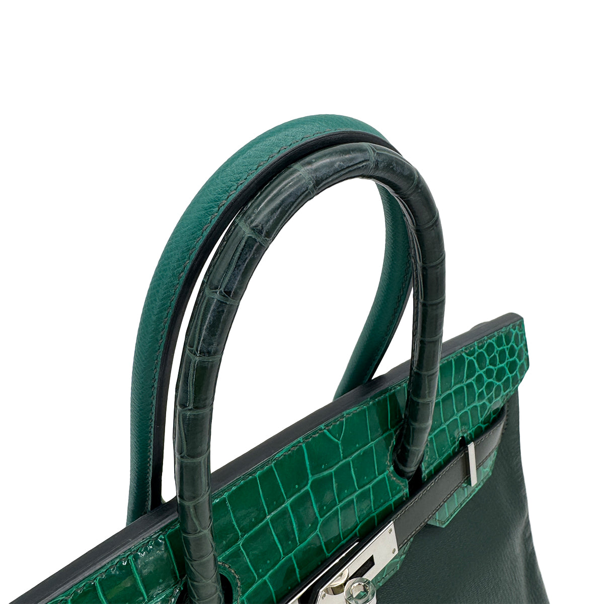 HERMES BIRKIN 30 PATCHWORK VERT FONCE VERT EMERALD VERT TITIEN MALACHITE ROSE AZALEE CROCODILE POROSUS CHEVRE TAURILLON CLEMENCE EPSOM EVERCOLOR SWIFT BOX CALF HAND BAG 2018 C PALLADIUM HARDWARE 90313338