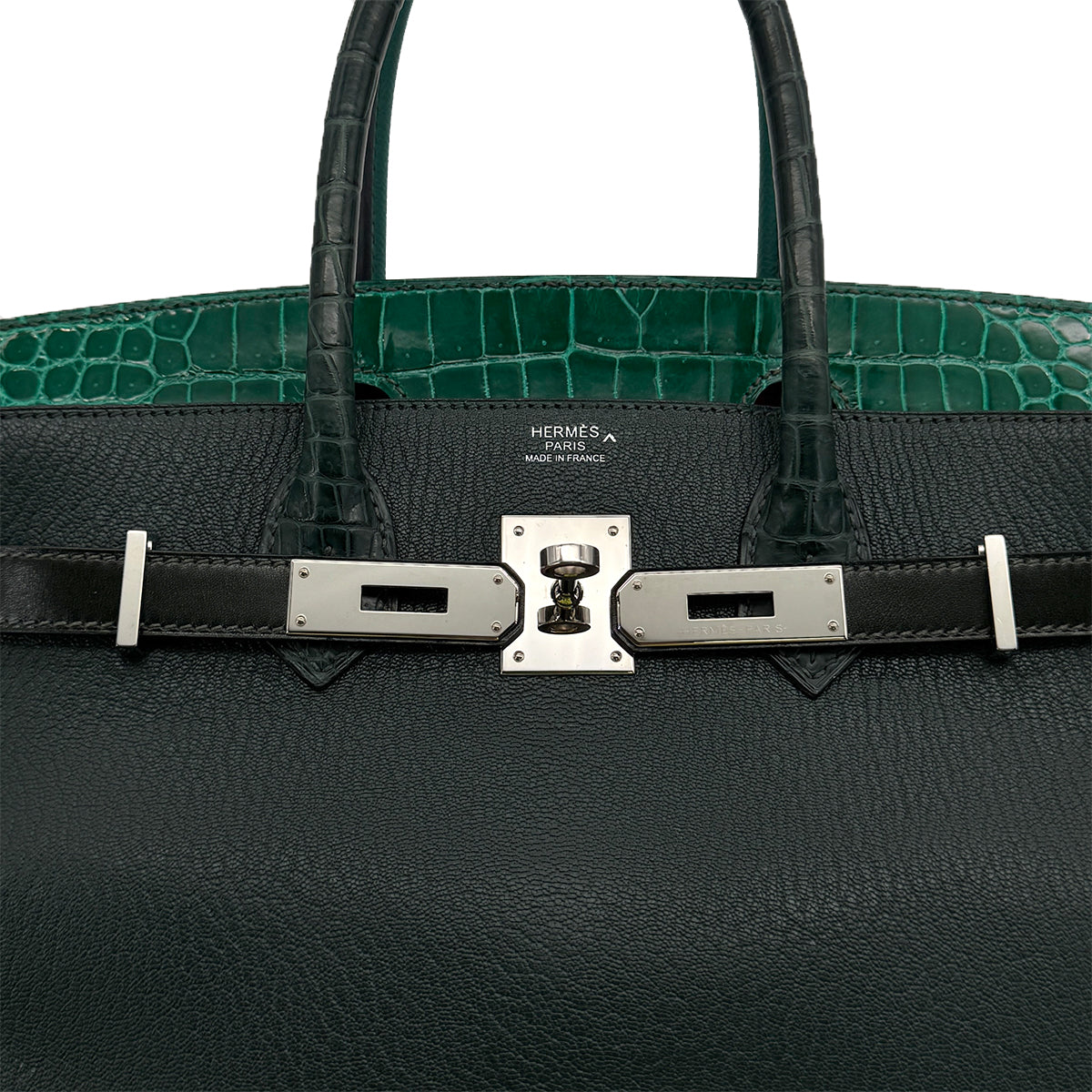 HERMES BIRKIN 30 PATCHWORK VERT FONCE VERT EMERALD VERT TITIEN MALACHITE ROSE AZALEE CROCODILE POROSUS CHEVRE TAURILLON CLEMENCE EPSOM EVERCOLOR SWIFT BOX CALF HAND BAG 2018 C PALLADIUM HARDWARE 90313338