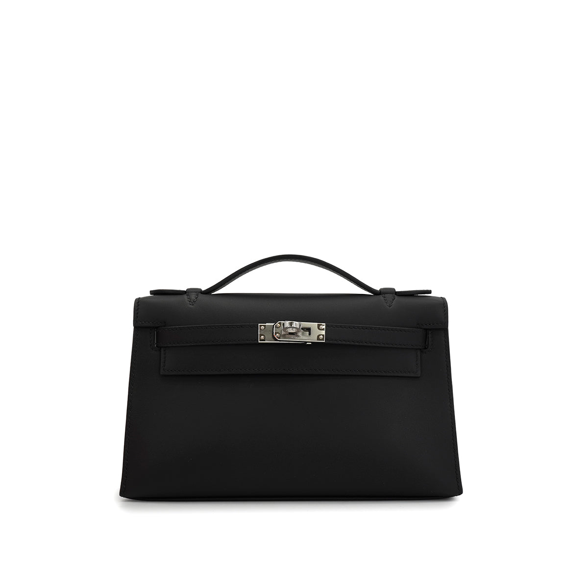 HERMES KELLY POCHETTE SELLIER BLACK VEAU SWIFT HAND BAG 2026 G STAMP PALLADIUM HARDWARE 90331394