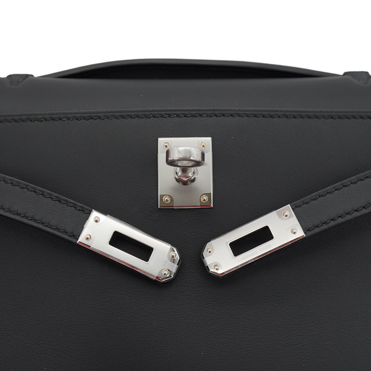 HERMES KELLY POCHETTE SELLIER BLACK VEAU SWIFT HAND BAG 2026 G STAMP PALLADIUM HARDWARE 90331394