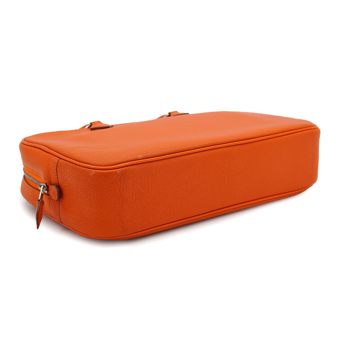 HERMES PLUME ELAN 28 ORANGE CHEVRE HAND BAG 2005 SQUARE I PALLADIUM HARDWARE 90335827
