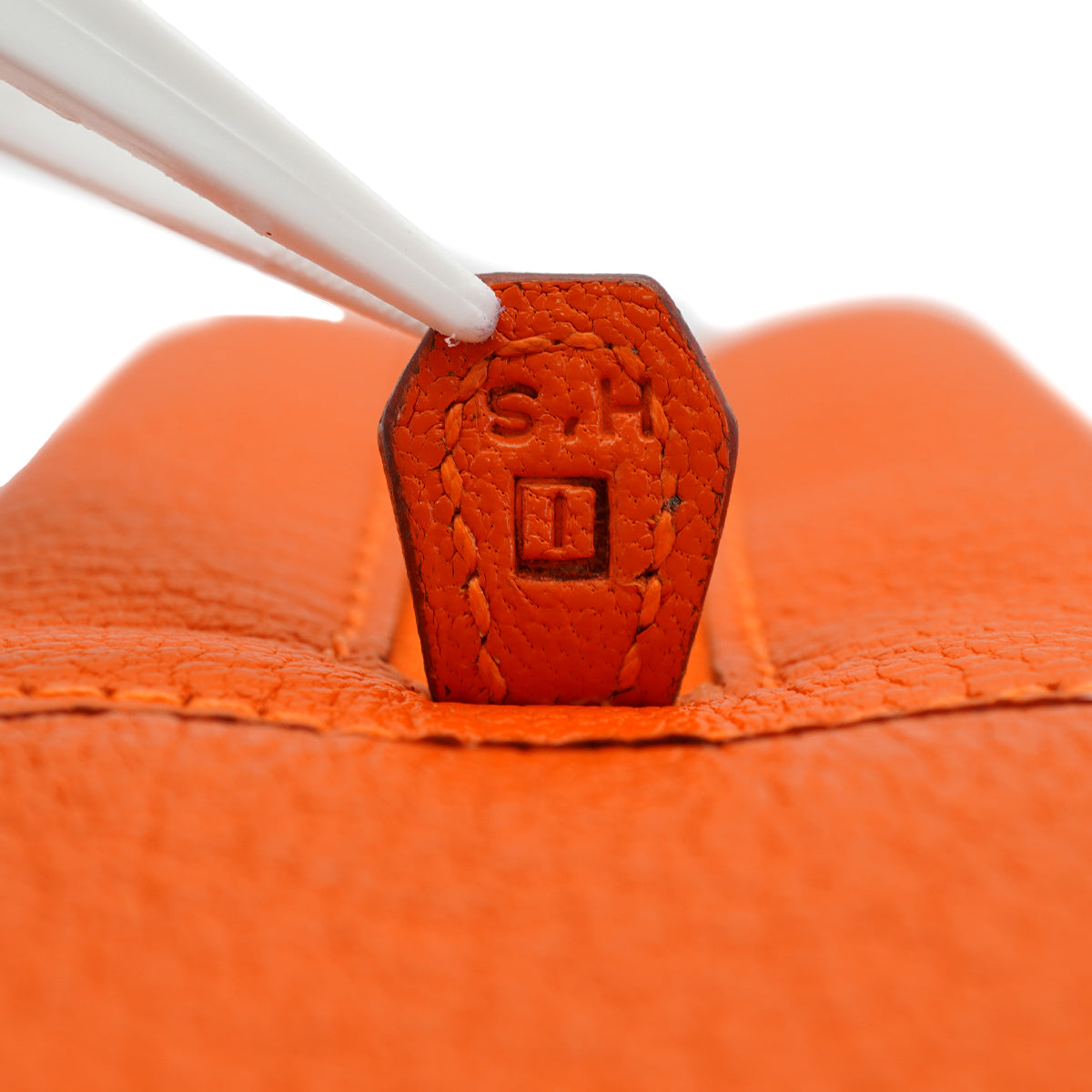 HERMES PLUME ELAN 28 ORANGE CHEVRE HAND BAG 2005 SQUARE I PALLADIUM HARDWARE 90335827
