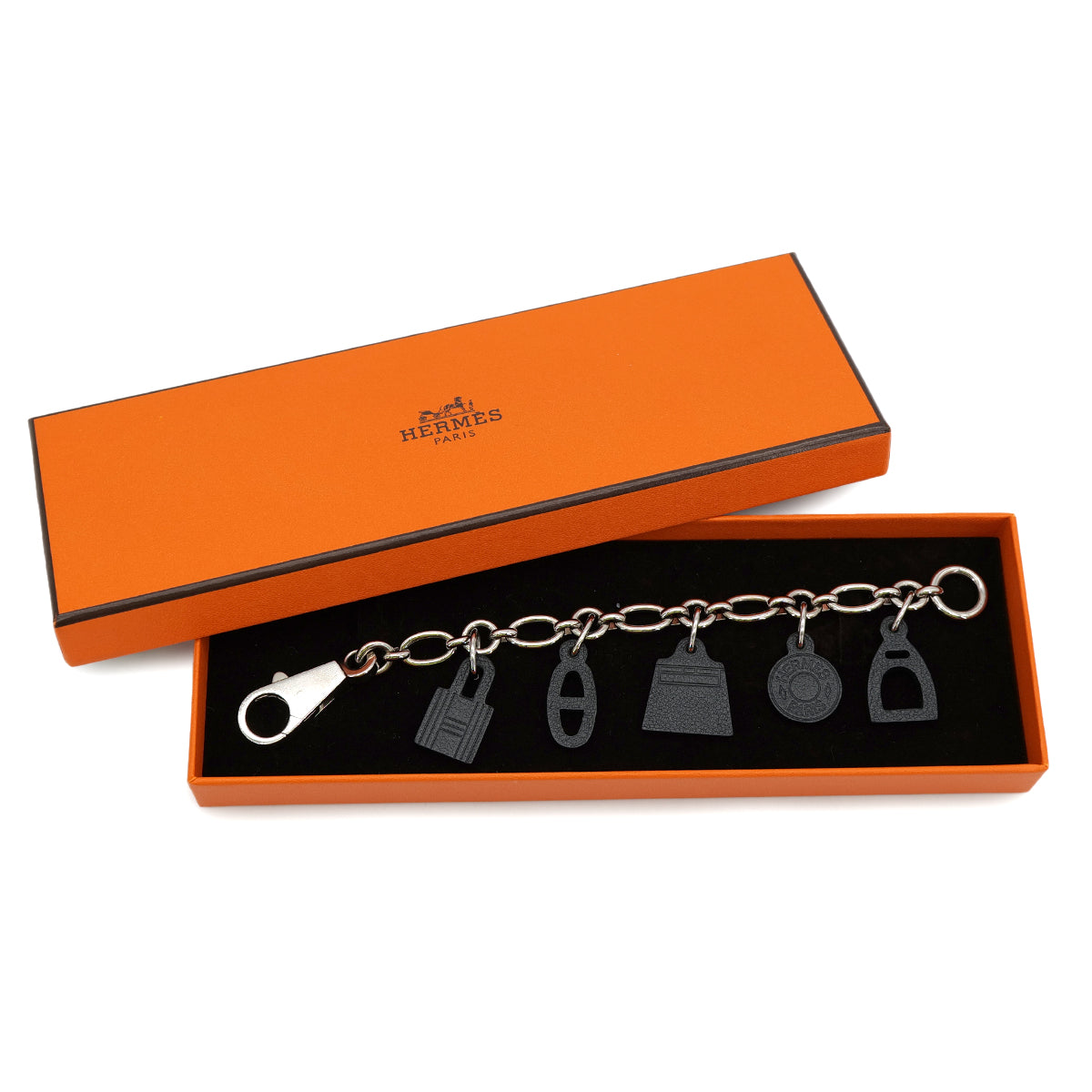 HERMES BAG CHARM AMULETTES5 BLACK VEAU BARENIA 90313835