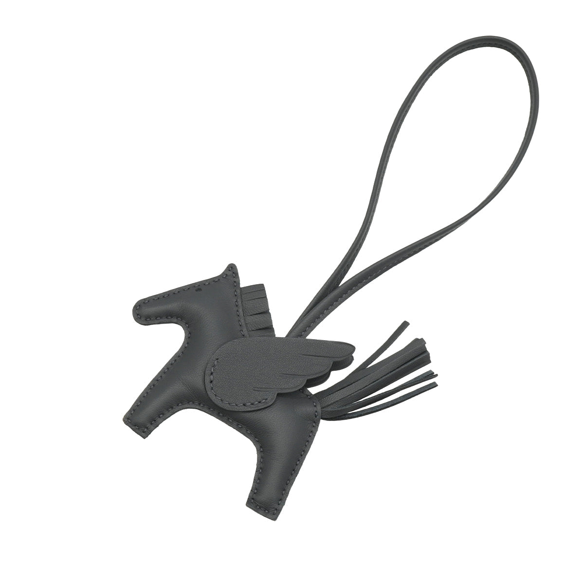 HERMES BAG CHARM RODEO PEGASUS PM ARDOISE AGNEAU MILO W STAMP 90340908