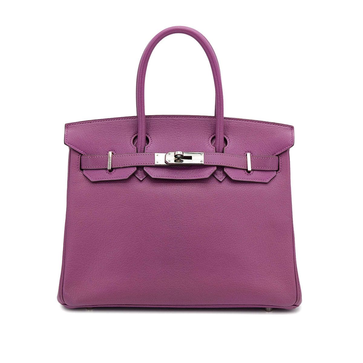 HERMES BIRKIN 30 CYCLAMEN CHEVRE HAND BAG 2005 SQUARE I PALLADIUM HARDWARE 90316990