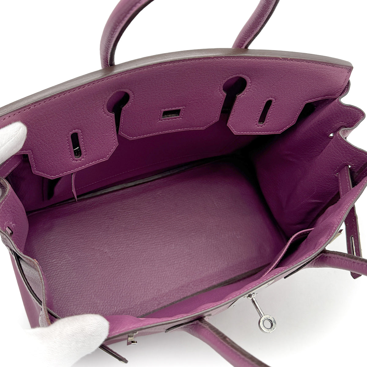 HERMES BIRKIN 30 CYCLAMEN CHEVRE HAND BAG 2005 SQUARE I PALLADIUM HARDWARE 90316990