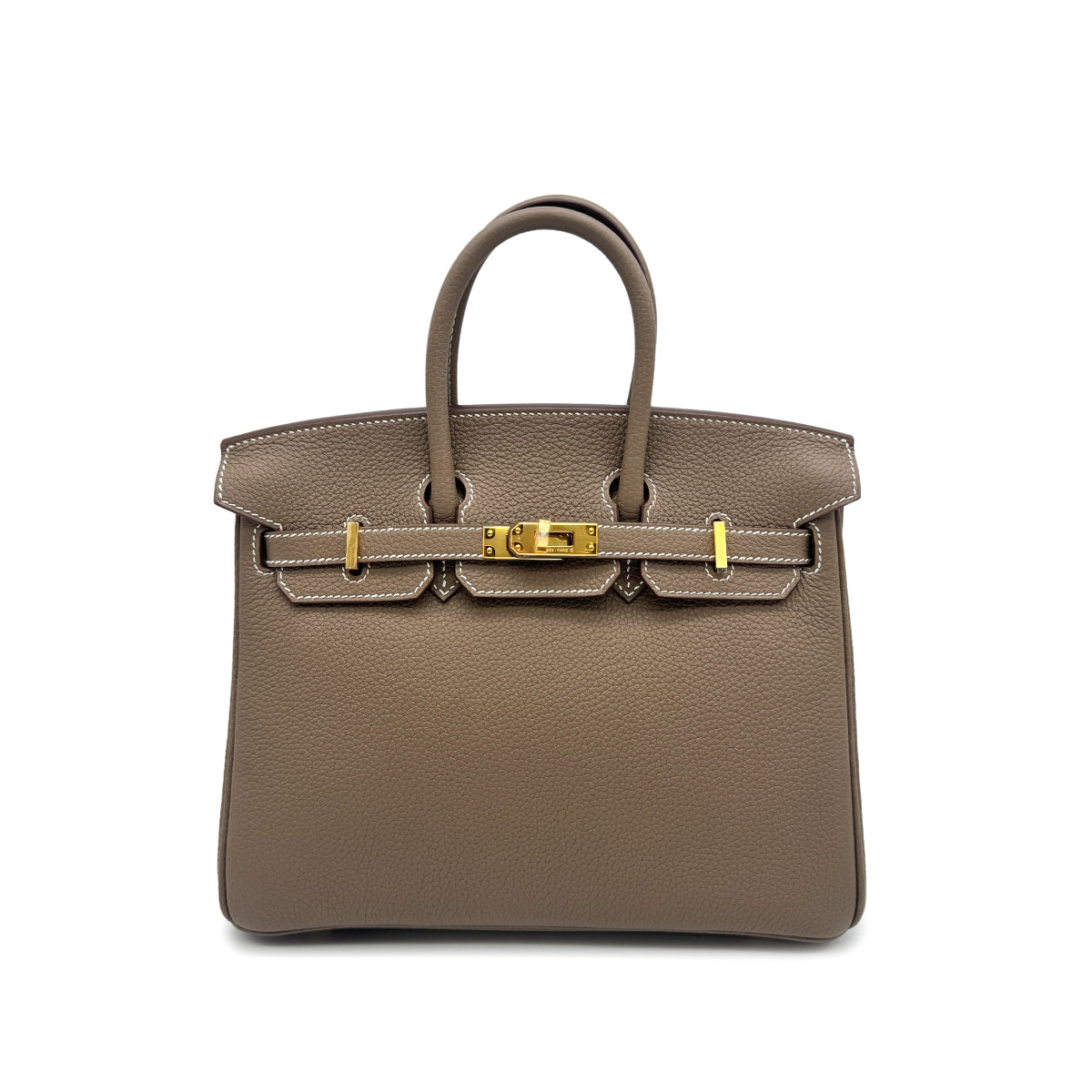 HERMES BIRKIN 25 ETOUPE TOGO HAND BAG 2026 G STAMP GOLD HARDWARE 90327183