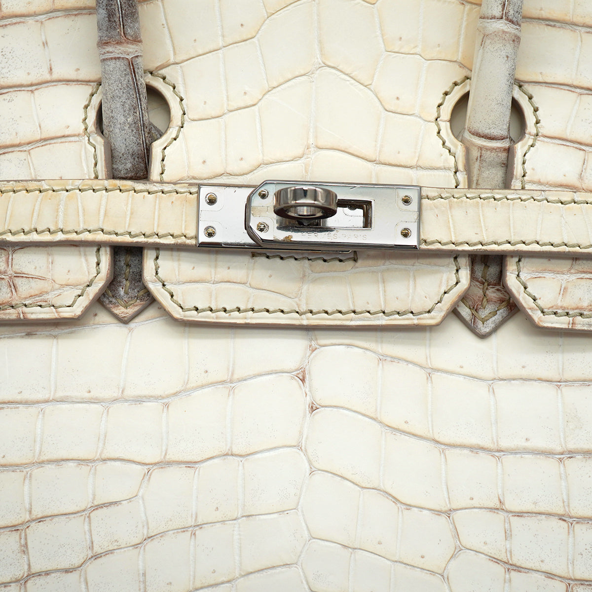 HERMES BIRKIN 25 HIMALAYA CROCODILE NILOTICUS MAT HAND BAG 2015 T STAMP PALLADIUM HARDWARE 90327986