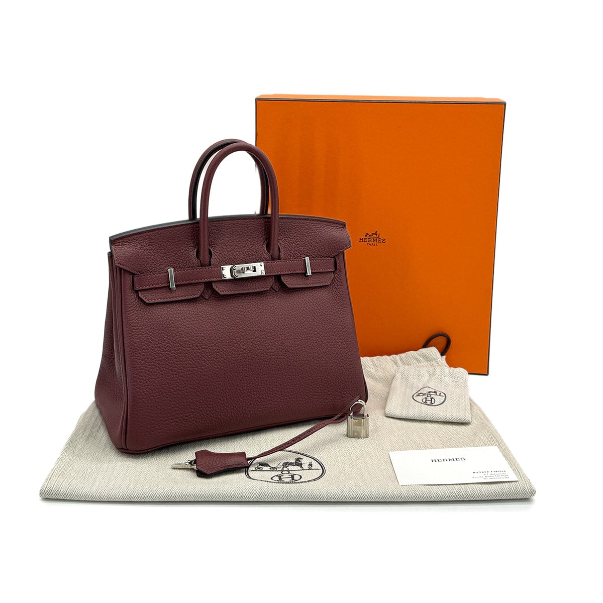 HERMES BIRKIN 25 ROUGE H TOGO HAND BAG 2024 W STAMP PALLADIUM HARDWARE 90321144