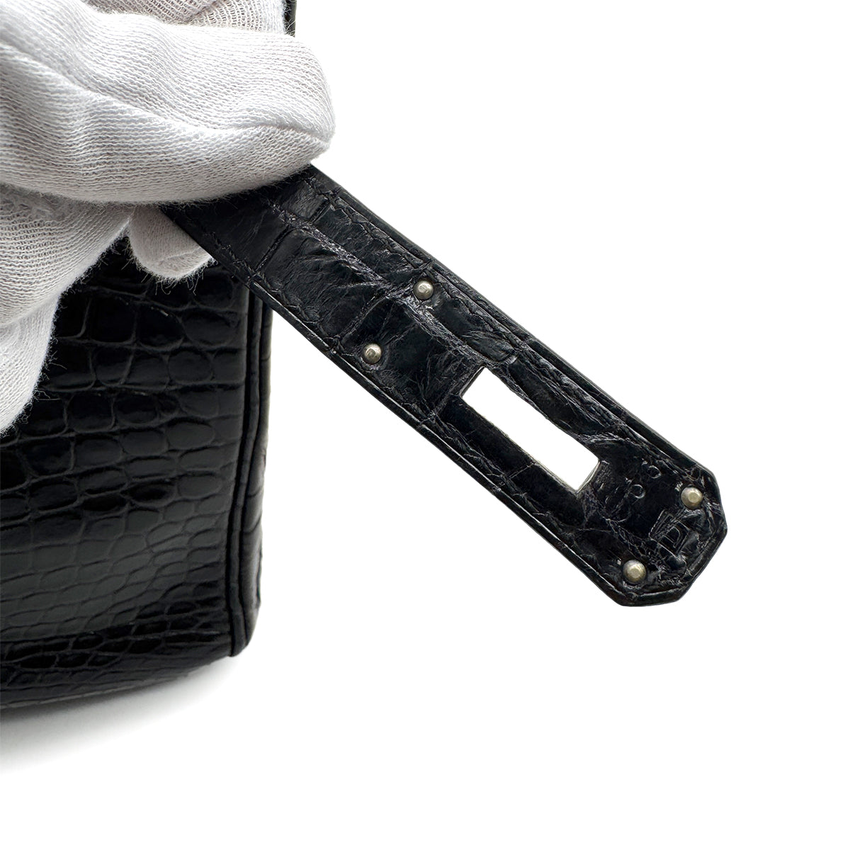 HERMES BIRKIN 30 BLACK POROSUS CROCODILE HAND BAG 2000 SQUARE D MATT HARDWARE 90314409