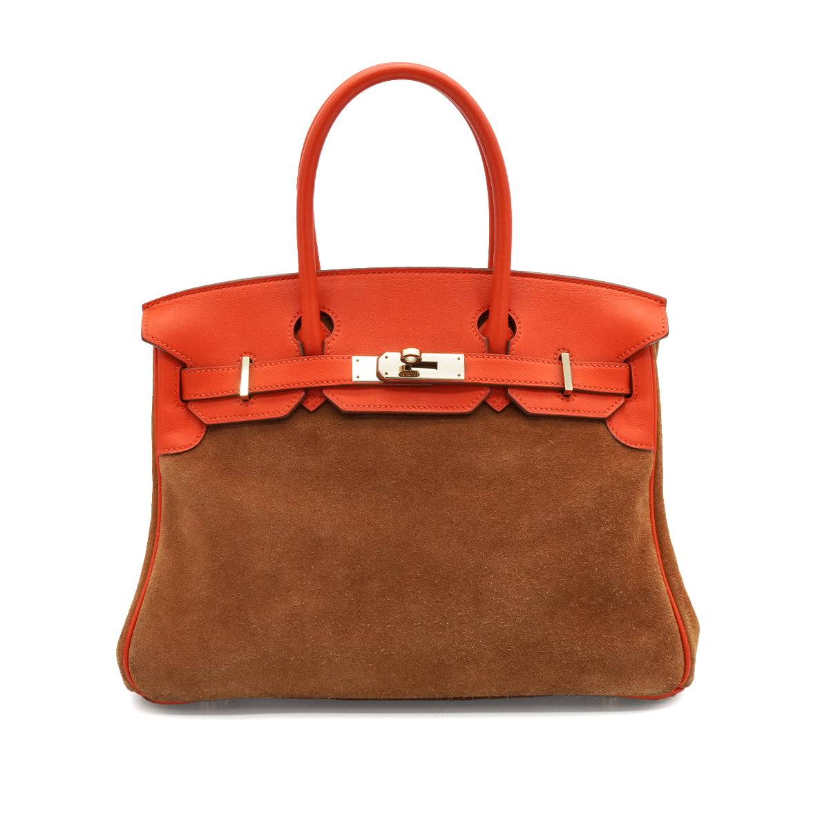 HERMES BIRKIN 30 CHAMOIS CAPUCINE GRIZZLY VEAU SWIFT HAND BAG 2014 SQUARE R GOLD HARDWARE 90340453