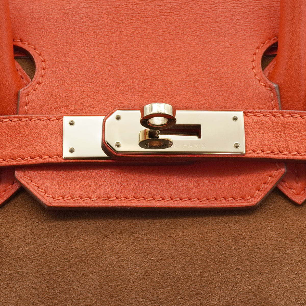 HERMES BIRKIN 30 CHAMOIS CAPUCINE GRIZZLY VEAU SWIFT HAND BAG 2014 SQUARE R GOLD HARDWARE 90340453