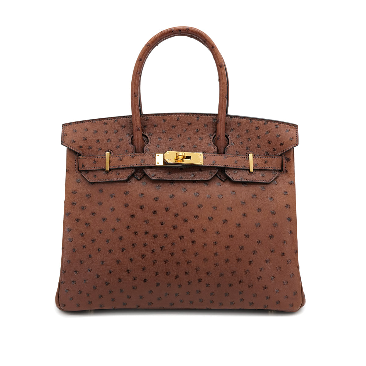 HERMES BIRKIN 30 CHESTNUT OSTRICH HAND BAG 2005 SQUARE I GOLD HARDWARE 90323975
