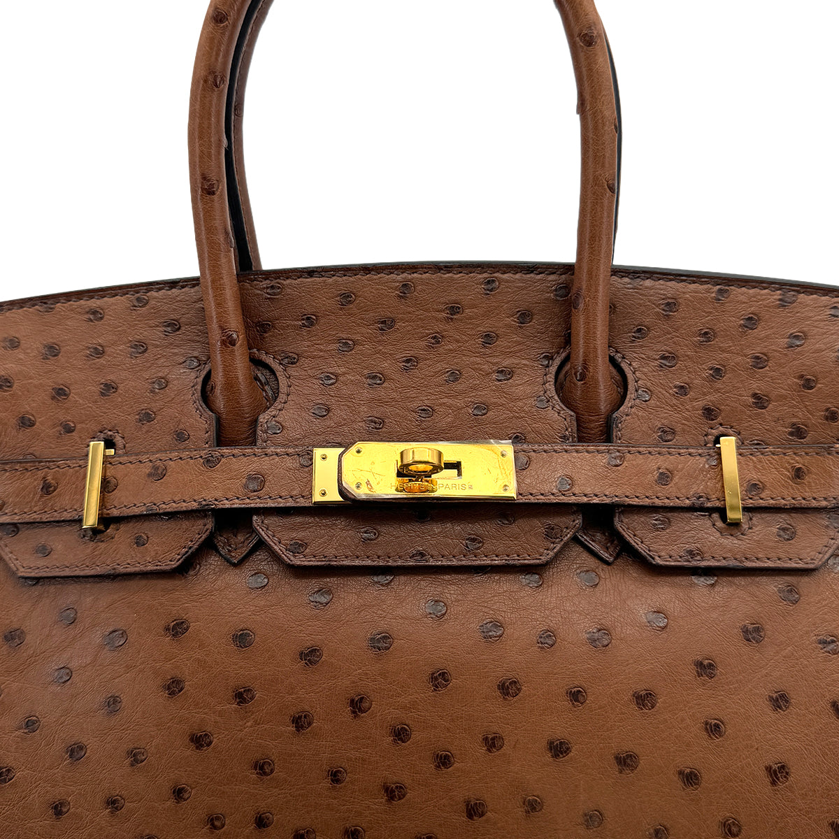 HERMES BIRKIN 30 CHESTNUT OSTRICH HAND BAG 2005 SQUARE I GOLD HARDWARE 90323975