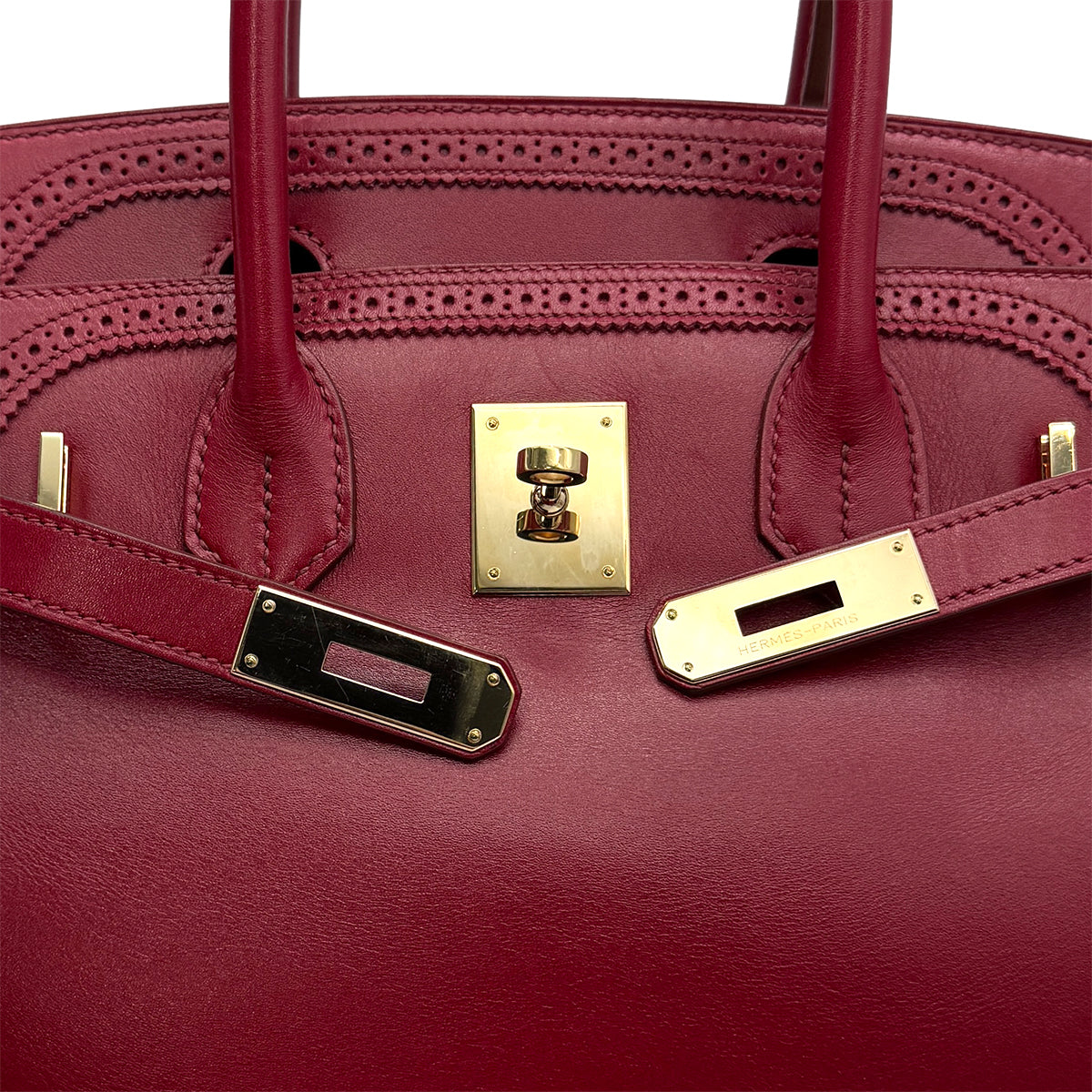 HERMES BIRKIN 30 GHILLIES RUBIS VEAU TADELAKT HAND BAG 2012 SQUARE P GOLD HARDWARE 90313549