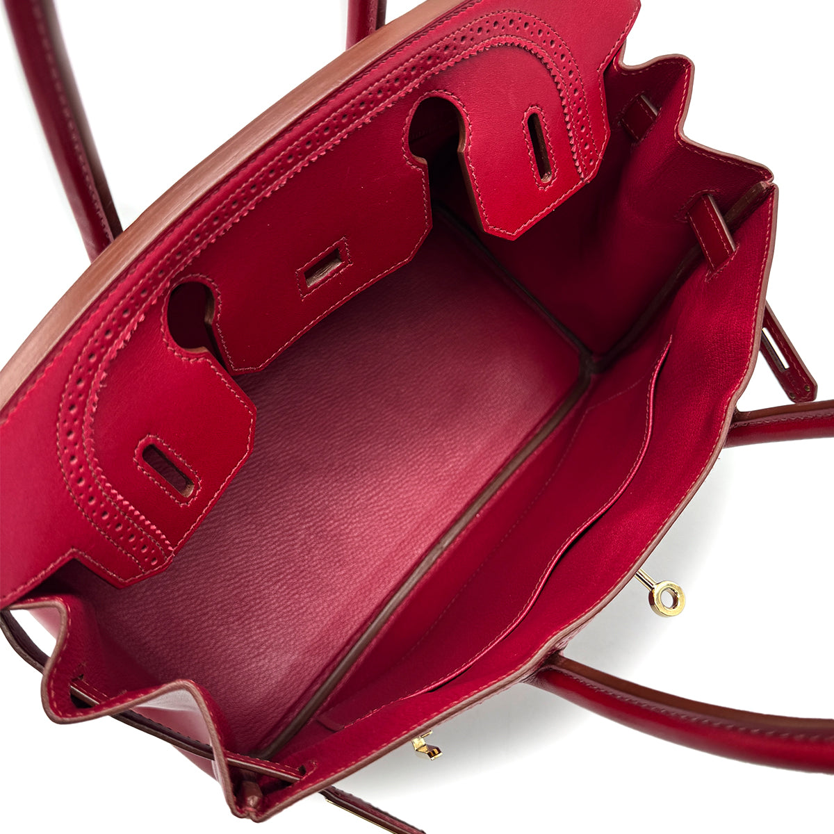 HERMES BIRKIN 30 GHILLIES RUBIS VEAU TADELAKT HAND BAG 2012 SQUARE P GOLD HARDWARE 90313549