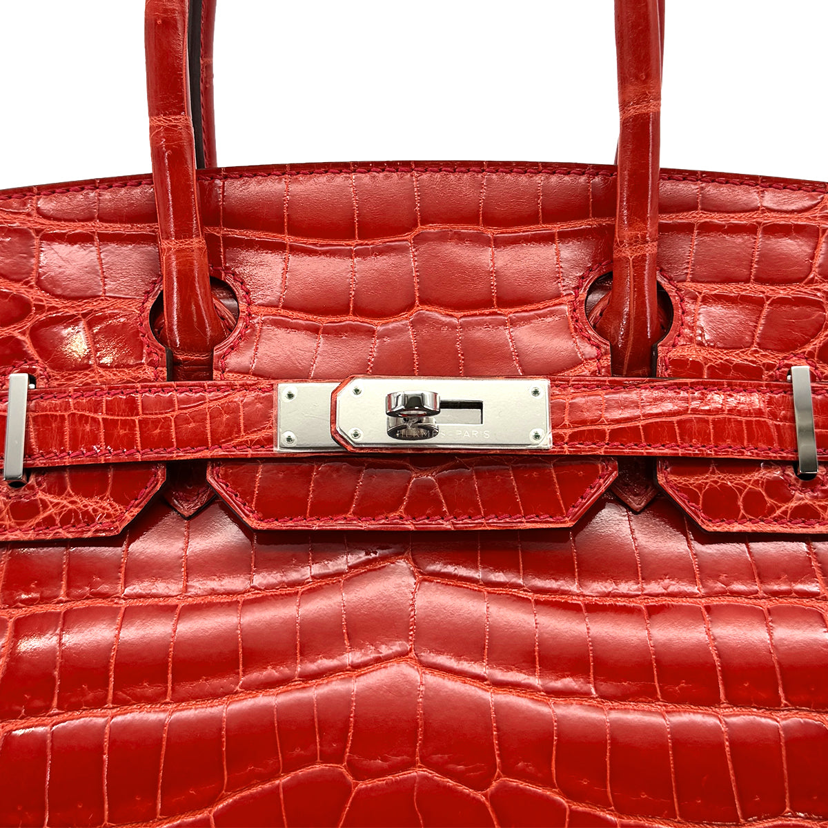HERMES BIRKIN 30 ROUGE INDIEN CROCODILE NILOTICUS HAND BAG 2015 T STAMP PALLADIUM HARDWARE 90312608