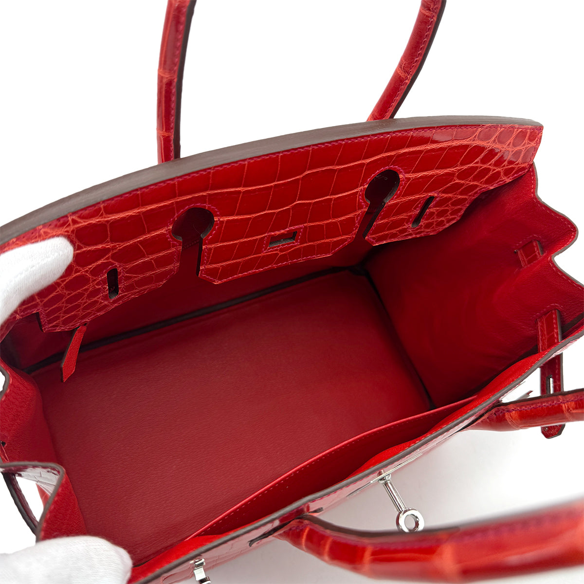 HERMES BIRKIN 30 ROUGE INDIEN CROCODILE NILOTICUS HAND BAG 2015 T STAMP PALLADIUM HARDWARE 90312608