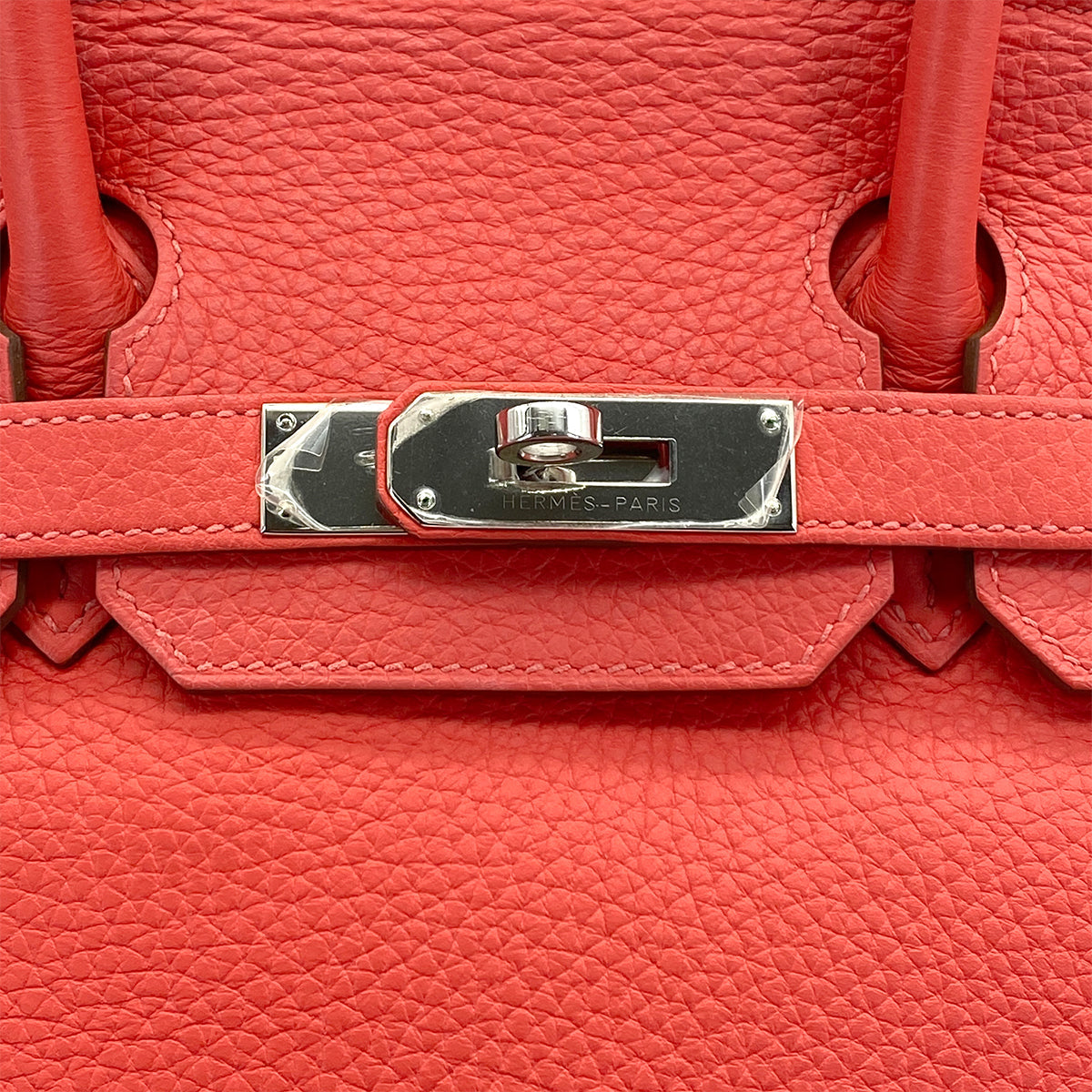 HERMES BIRKIN 30 ROUGE PIVOINE TAURILLON CLEMENCE HAND BAG 2014 SQUARE R PALLADIUM HARDWARE 90325631