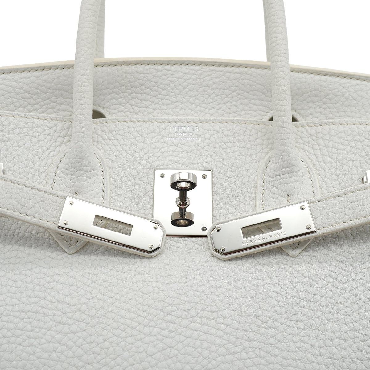 HERMES BIRKIN 30 WHITE TAURILLON CLEMENCE HAND BAG 2007 SQUARE K STAMP PALLADIUM HARDWARE 90331000