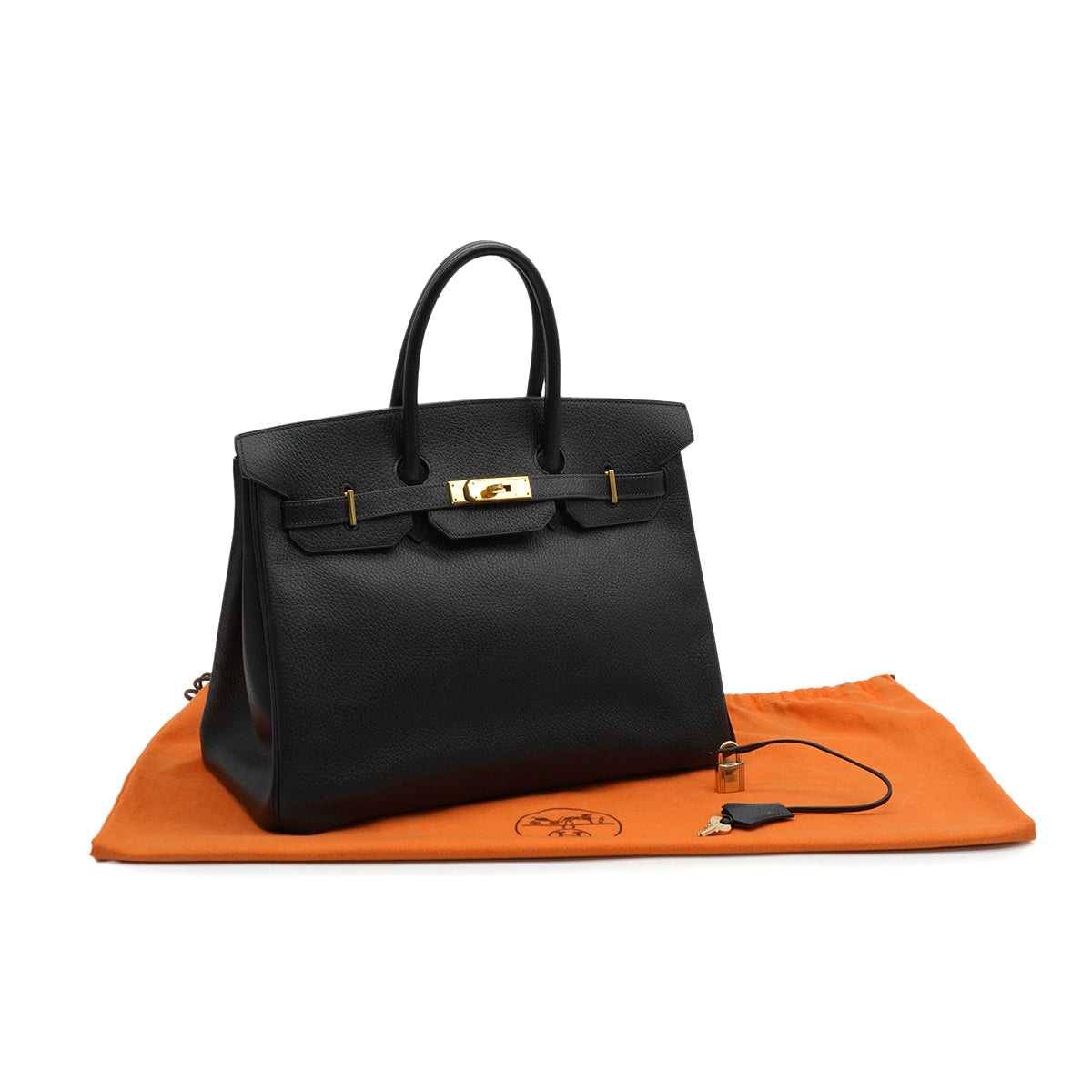 HERMES BIRKIN 35 BLACK ARDENNES HAND BAG 1996 CIRCLE Z GOLD HARDWARE 90334499