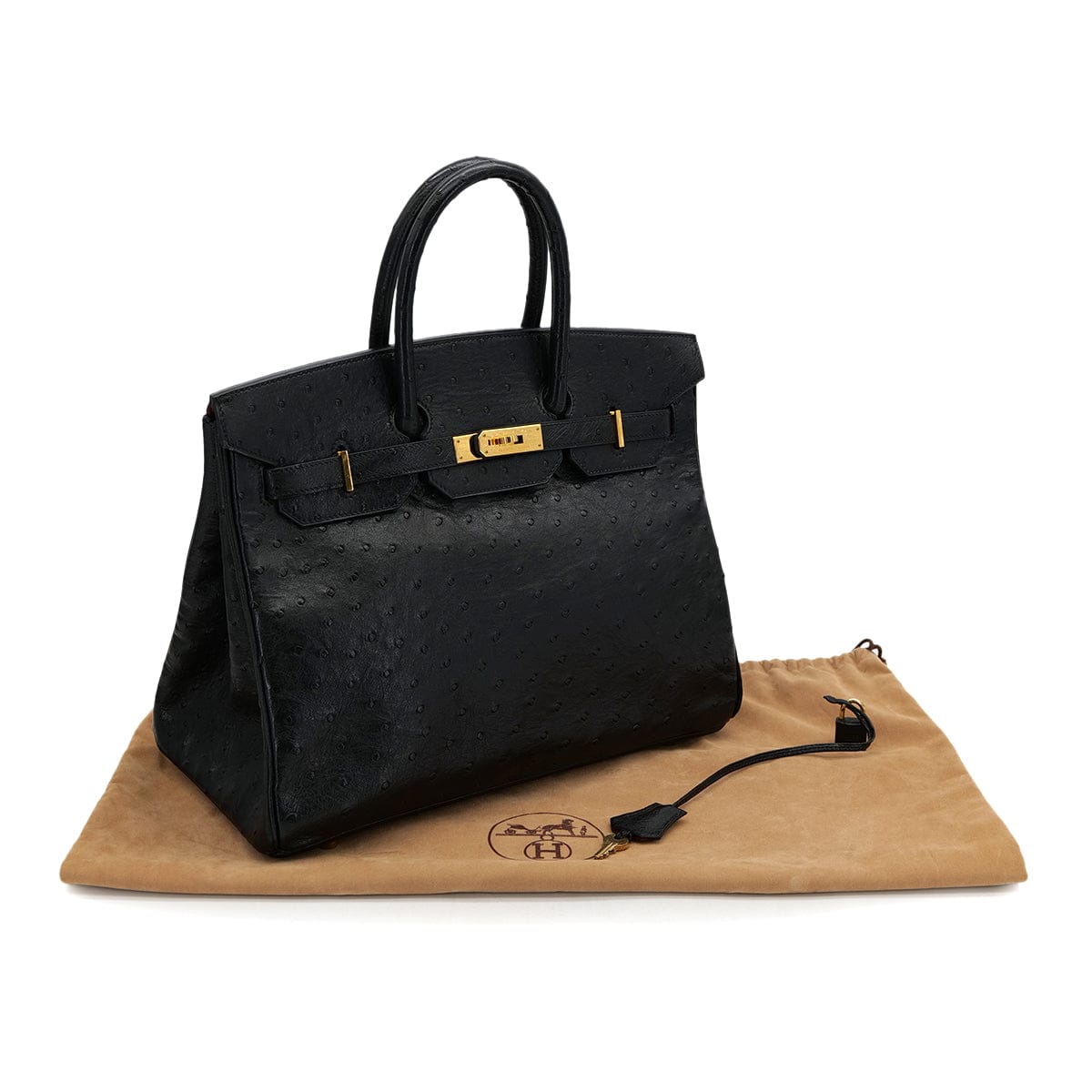 HERMES BIRKIN 35 BLACK OSTRICH HAND BAG 1997 SQUARE A GOLD HARDWARE 90324742