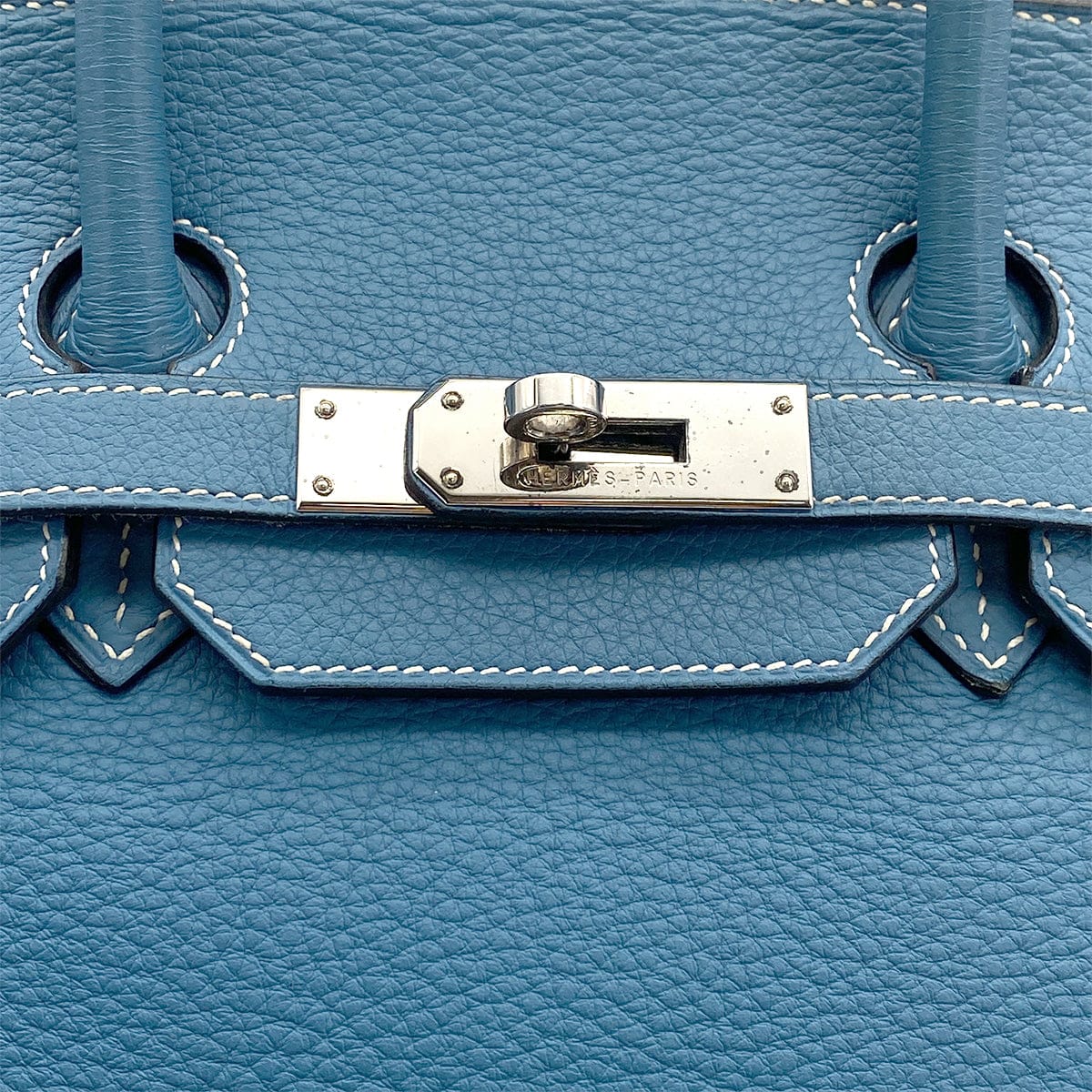 HERMES BIRKIN 35 BLUE JEAN TAURILLON CLEMENCE HAND BAG 2004 SQUARE H PALLADIUM HARDWARE 90318181