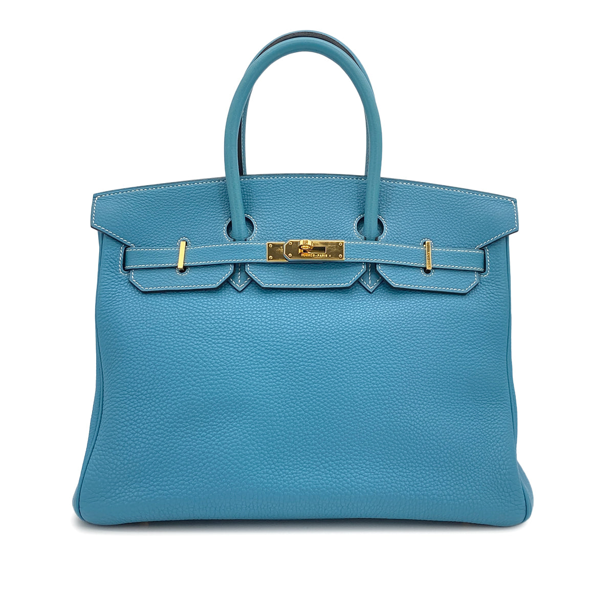 HERMES BIRKIN 35 BLUE JEAN TOGO HAND BAG 2003 SQUARE G GOLD HARDWARE 90317184