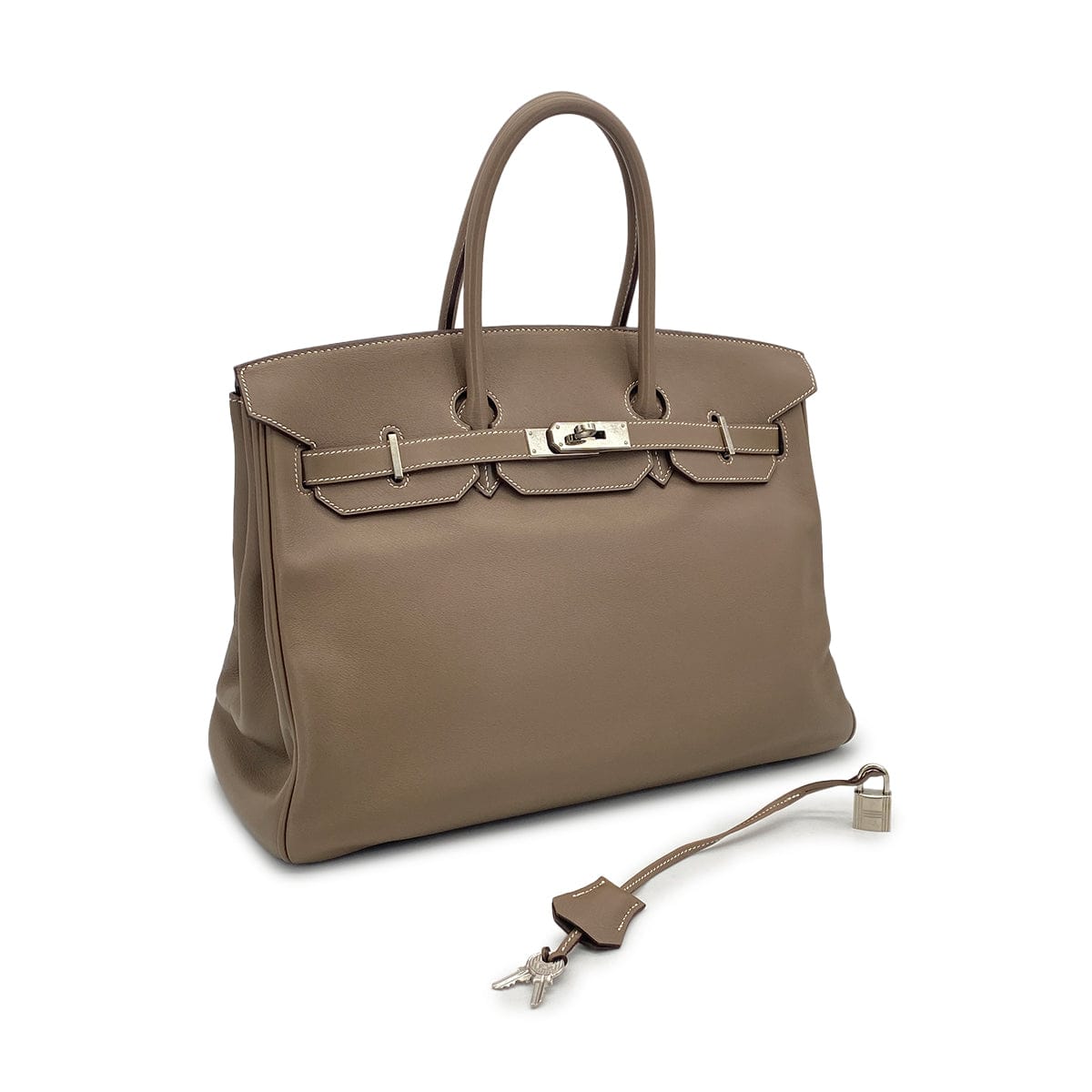 HERMES BIRKIN 35 ETOUPE VEAU GULLIVER HAND BAG 2007 SQUARE K PALLADIUM HARDWARE 90319921