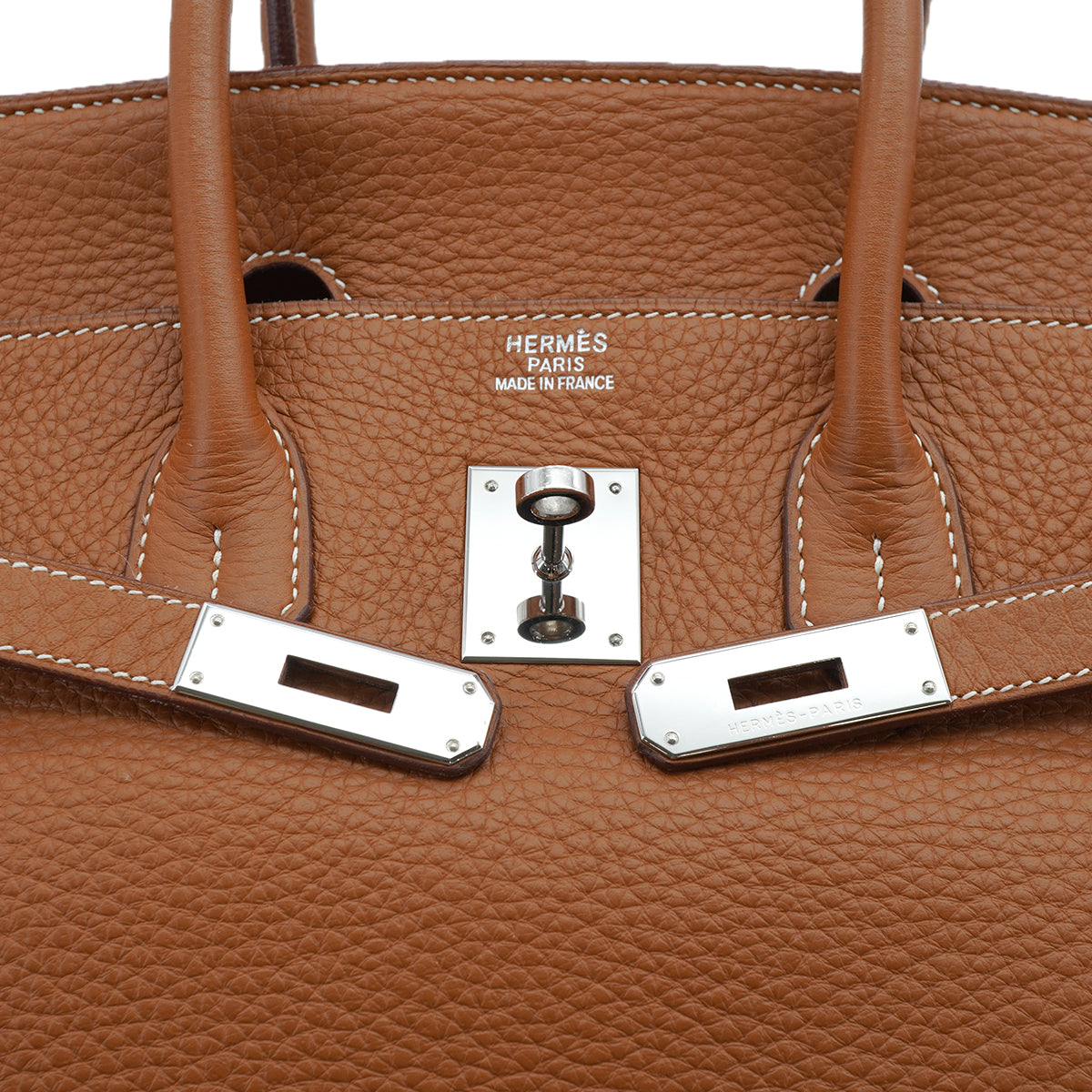 HERMES BIRKIN 35 GOLD TAURILLON CLEMENCE HAND BAG 2005 SQUARE I PALLADIUM HARDWARE 90334125