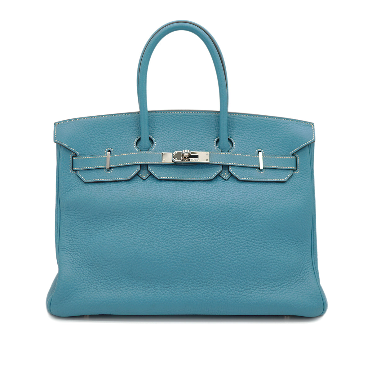 HERMES BIRKIN 35 BLUE JEAN TOGO HAND BAG 2005 SQUARE I PALLADIUM HARDWARE 90330698