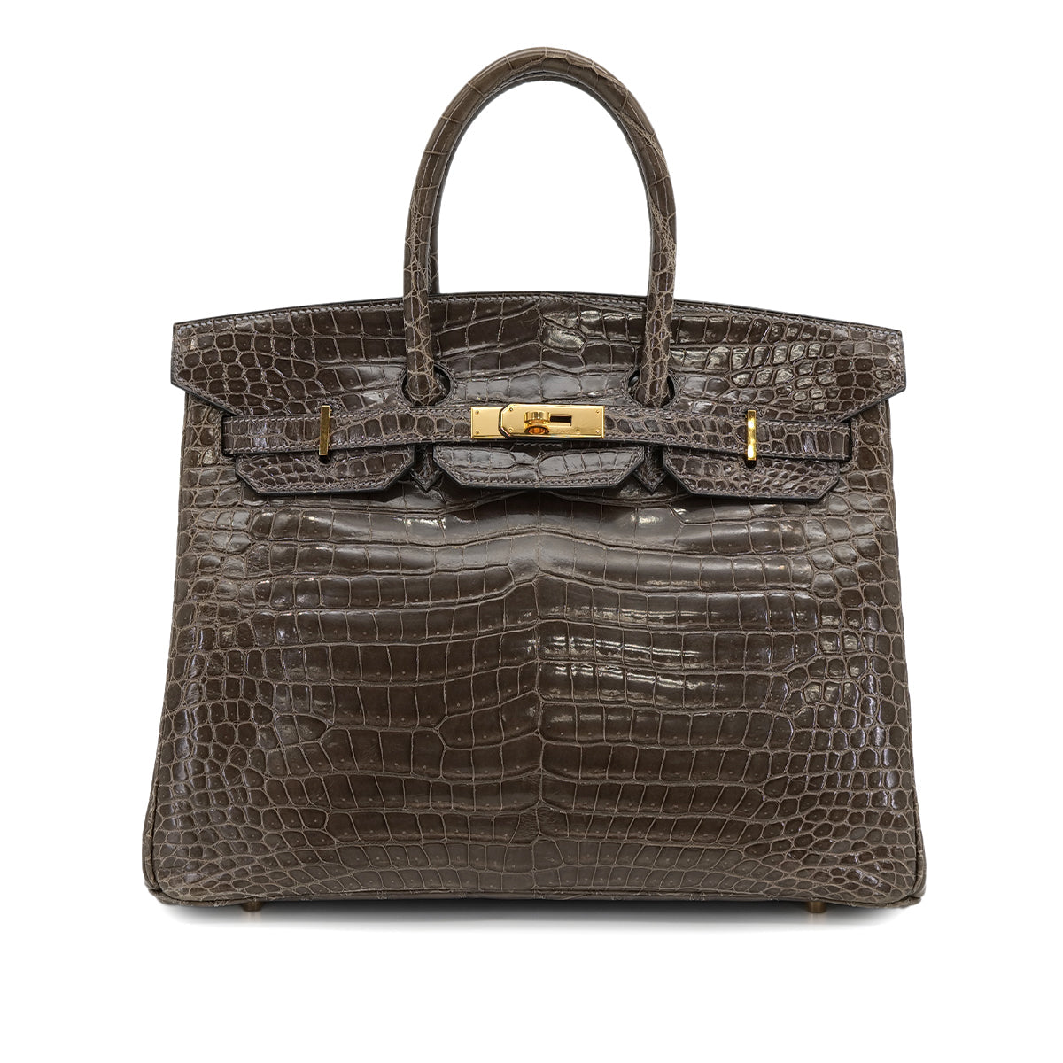 HERMES BIRKIN 35 KAHKI POROSUS CROCODILE HAND BAG 1999 SQUARE C GOLD HARDWARE 90312514