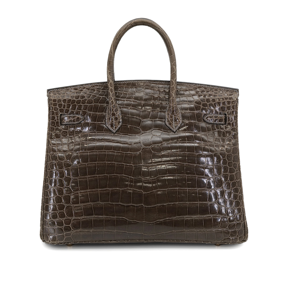 HERMES BIRKIN 35 KAHKI POROSUS CROCODILE HAND BAG 1999 SQUARE C GOLD HARDWARE 90312514