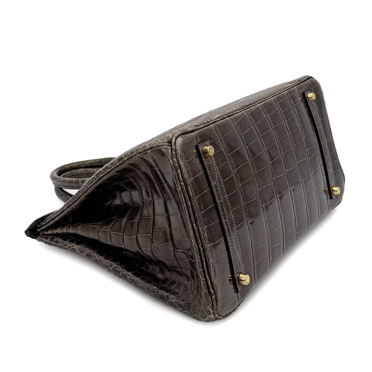 HERMES BIRKIN 35 KAHKI POROSUS CROCODILE HAND BAG 1999 SQUARE C GOLD HARDWARE 90312514