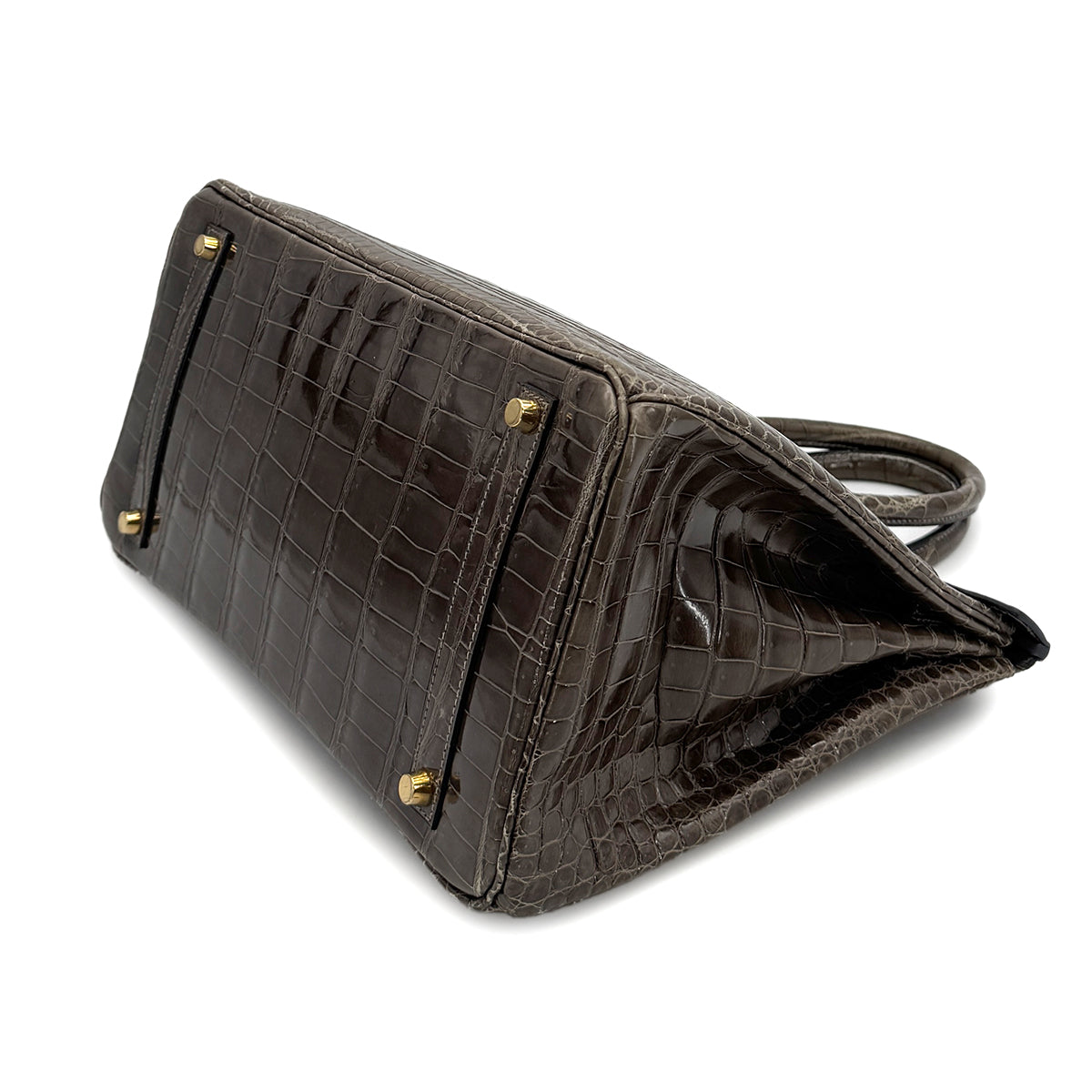 HERMES BIRKIN 35 KAHKI POROSUS CROCODILE HAND BAG 1999 SQUARE C GOLD HARDWARE 90312514