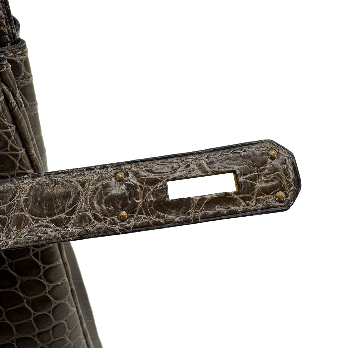 HERMES BIRKIN 35 KAHKI POROSUS CROCODILE HAND BAG 1999 SQUARE C GOLD HARDWARE 90312514