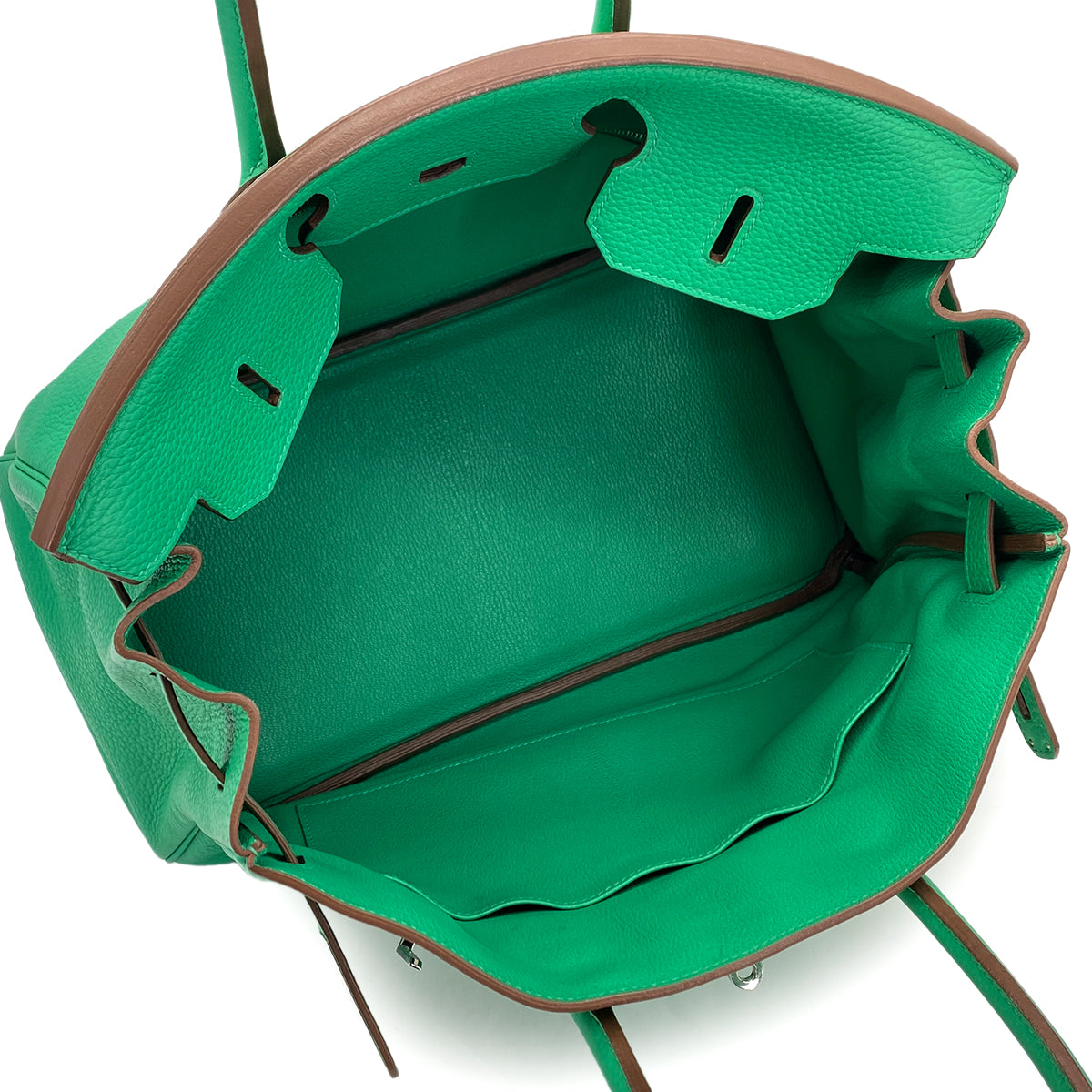 HERMES BIRKIN 35 MENTHE TAURILLON CLEMENCE HAND BAG 2012 SQUARE P PALLADIUM HARDWARE 90324743